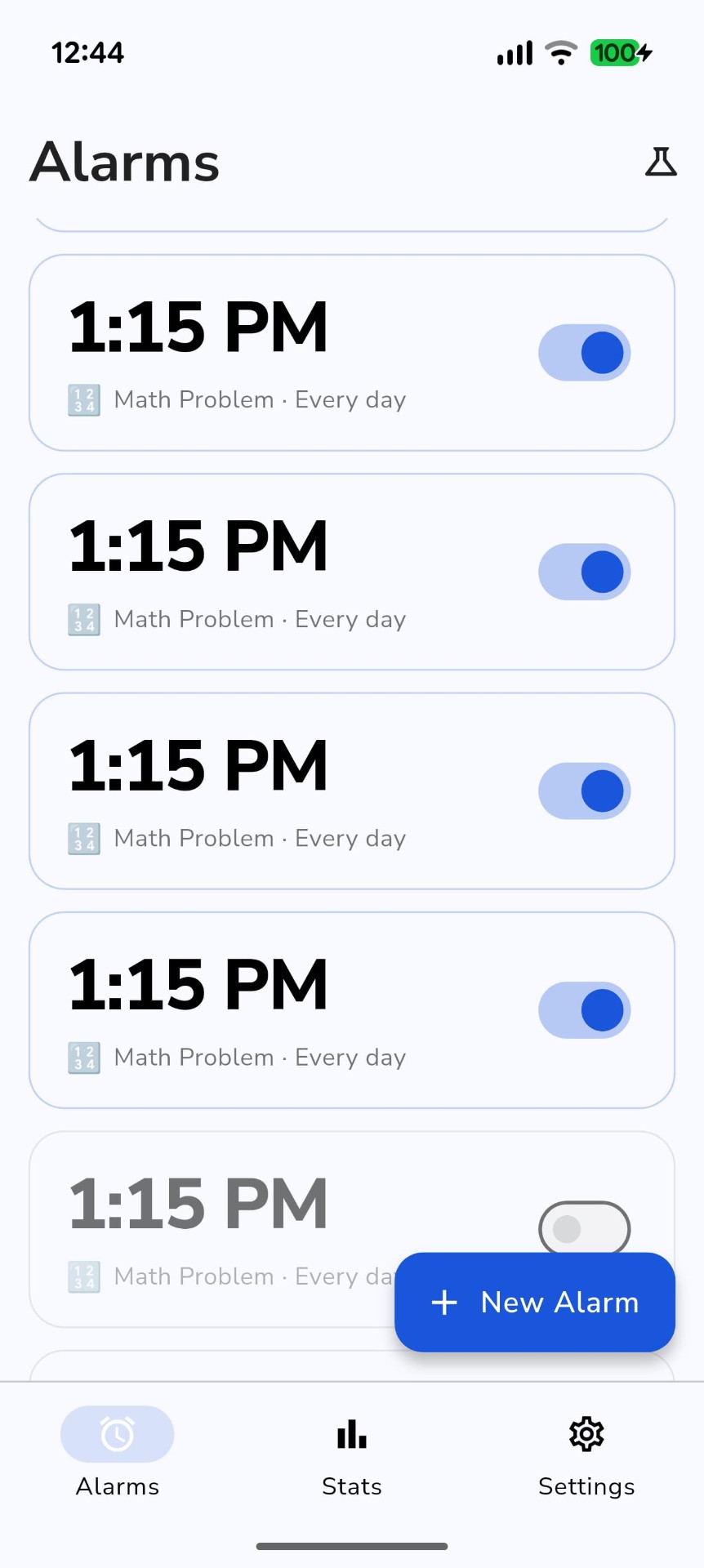 AlarmGoo alarms screen