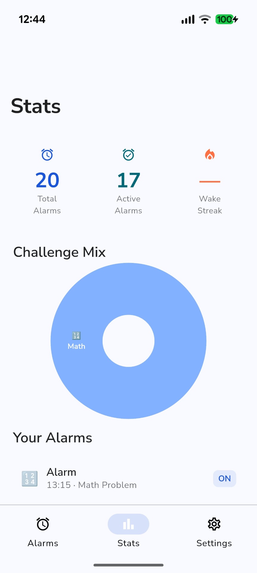 AlarmGoo stats screen